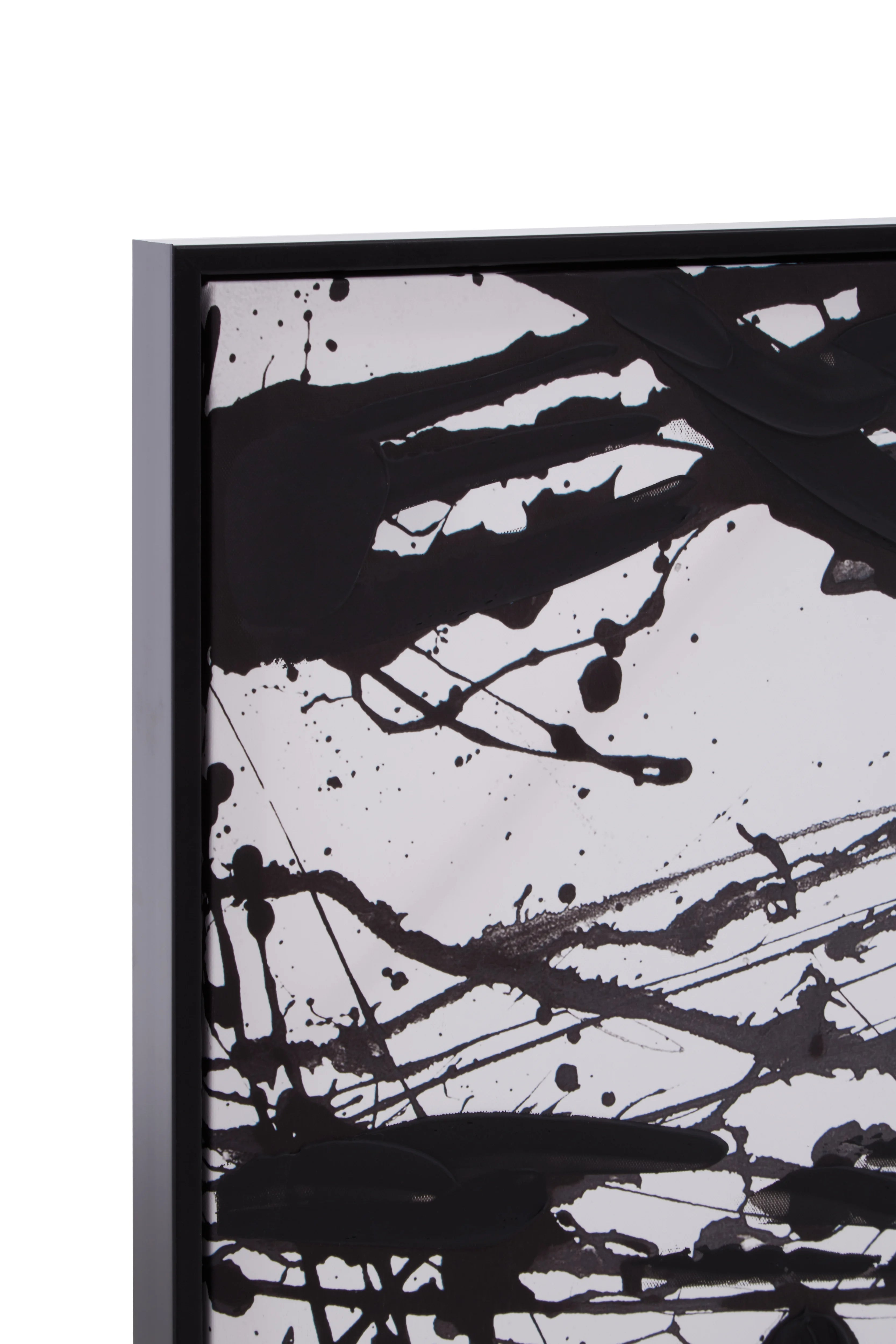 Noah Monochrome Black & White Paint Splash Framed Wall Art